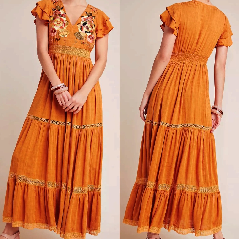 Anthropologie Sunshine Embroidered Maxi Dress - Picture 7 of 15